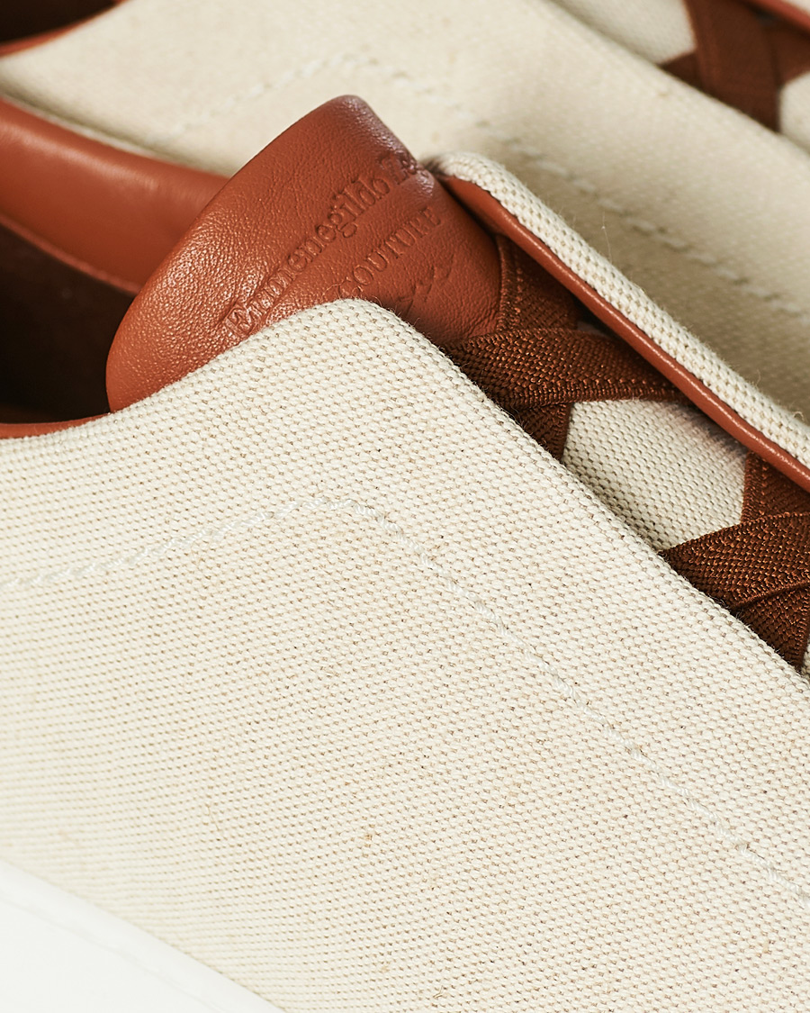 Herr | Ermenegildo Zegna Triple Stitch Elasticated Sneakers White | Ermenegildo Zegna | Triple Stitch Elasticated Sneakers White