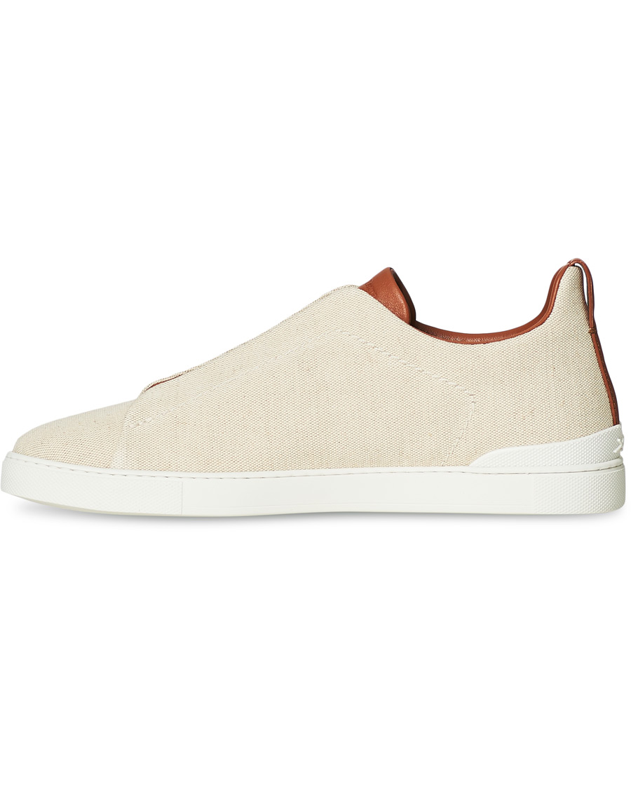 Herr | Ermenegildo Zegna Triple Stitch Elasticated Sneakers White | Ermenegildo Zegna | Triple Stitch Elasticated Sneakers White