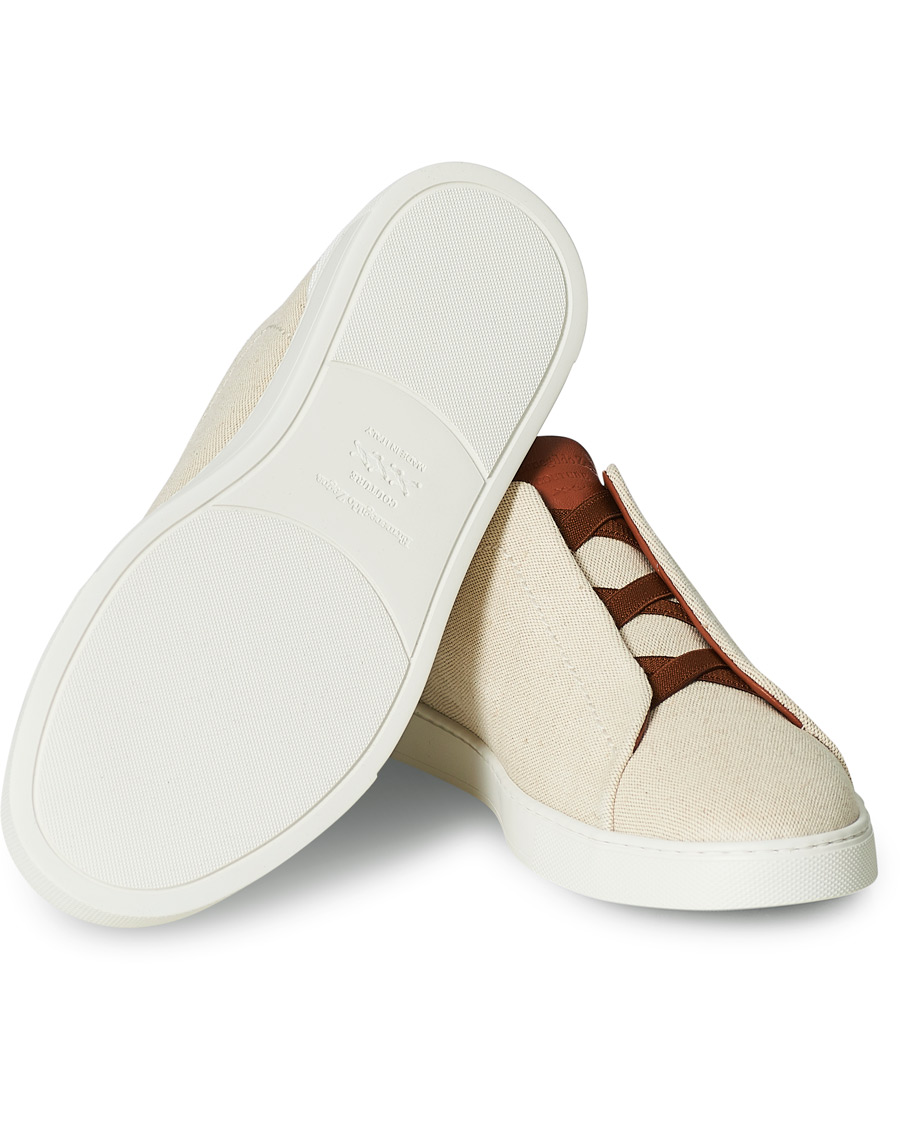 Herr | Ermenegildo Zegna Triple Stitch Elasticated Sneakers White | Ermenegildo Zegna | Triple Stitch Elasticated Sneakers White