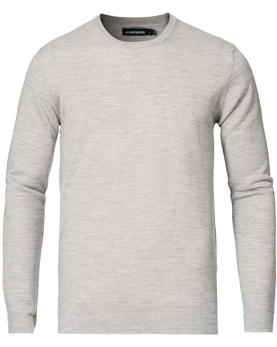 Herr | Tröjor | J.Lindeberg | Newman Merino Crew Neck Pullover Stone Grey Melange