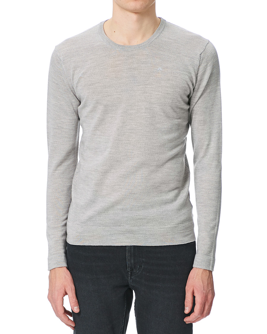 Herr | Tröjor | J.Lindeberg | Newman Merino Crew Neck Pullover Stone Grey Melange