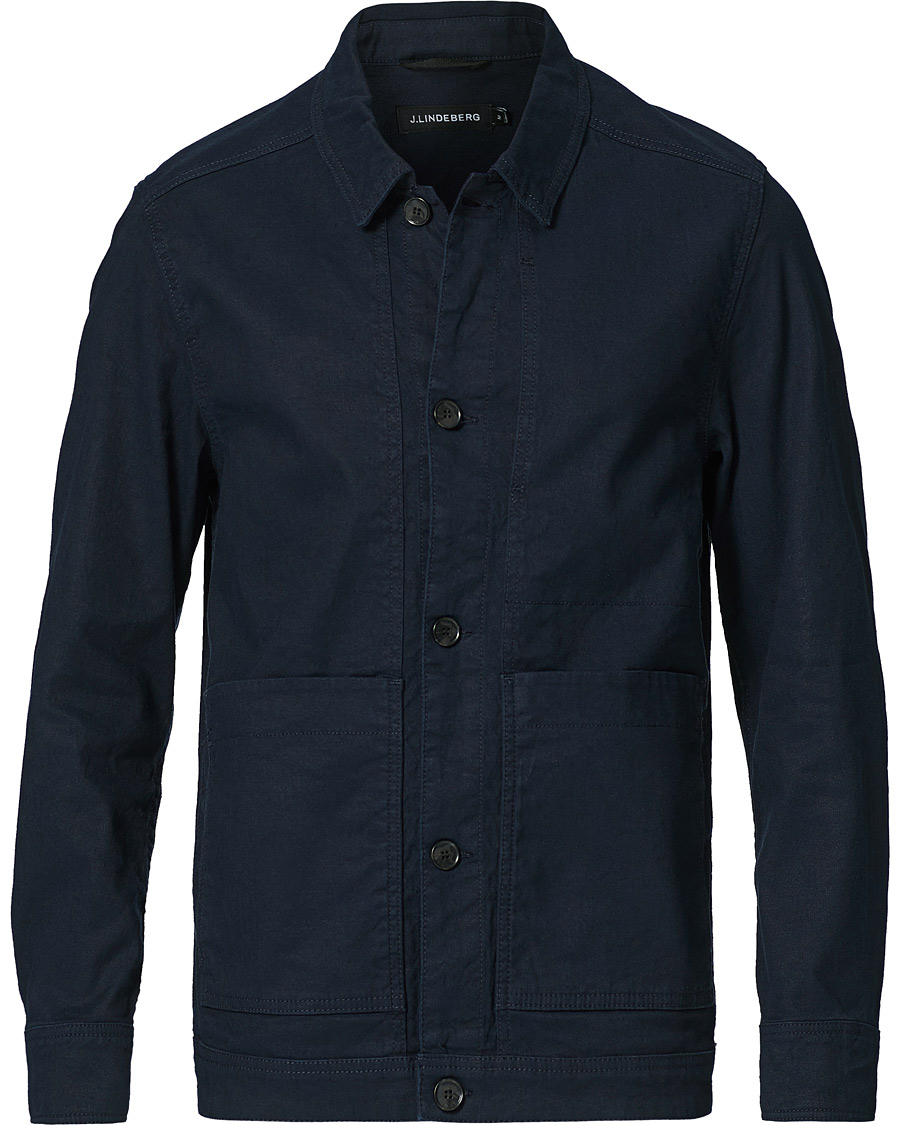Herr | Skjortor | J.Lindeberg | Eric Linen/Cotton Overshirt Navy
