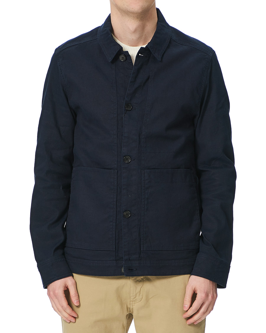 Herr | Skjortor | J.Lindeberg | Eric Linen/Cotton Overshirt Navy