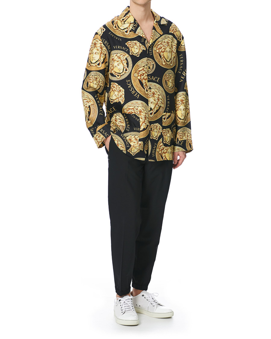 Herr | Skjortor | Versace | Medusa Silk Shirt Black/Gold