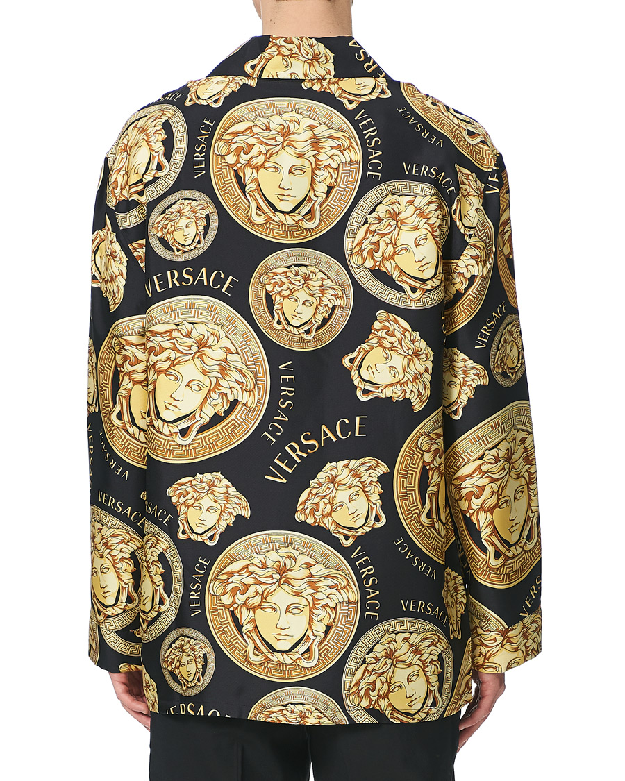 Herr | Skjortor | Versace | Medusa Silk Shirt Black/Gold