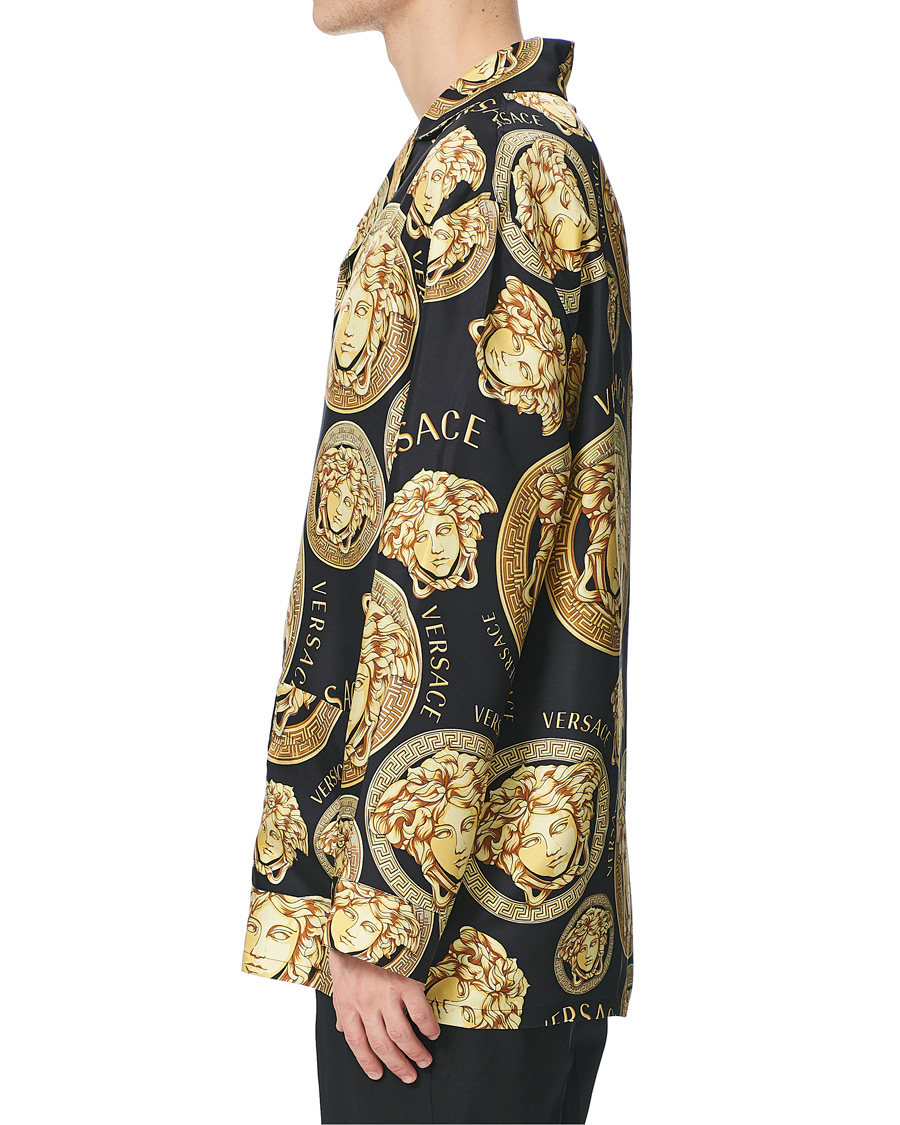 Herr | Skjortor | Versace | Medusa Silk Shirt Black/Gold