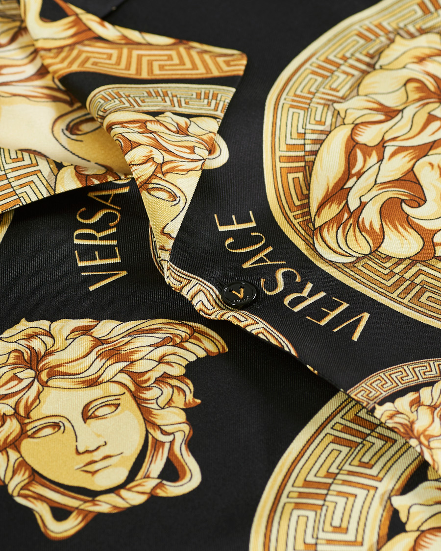 Herr | Skjortor | Versace | Medusa Silk Shirt Black/Gold
