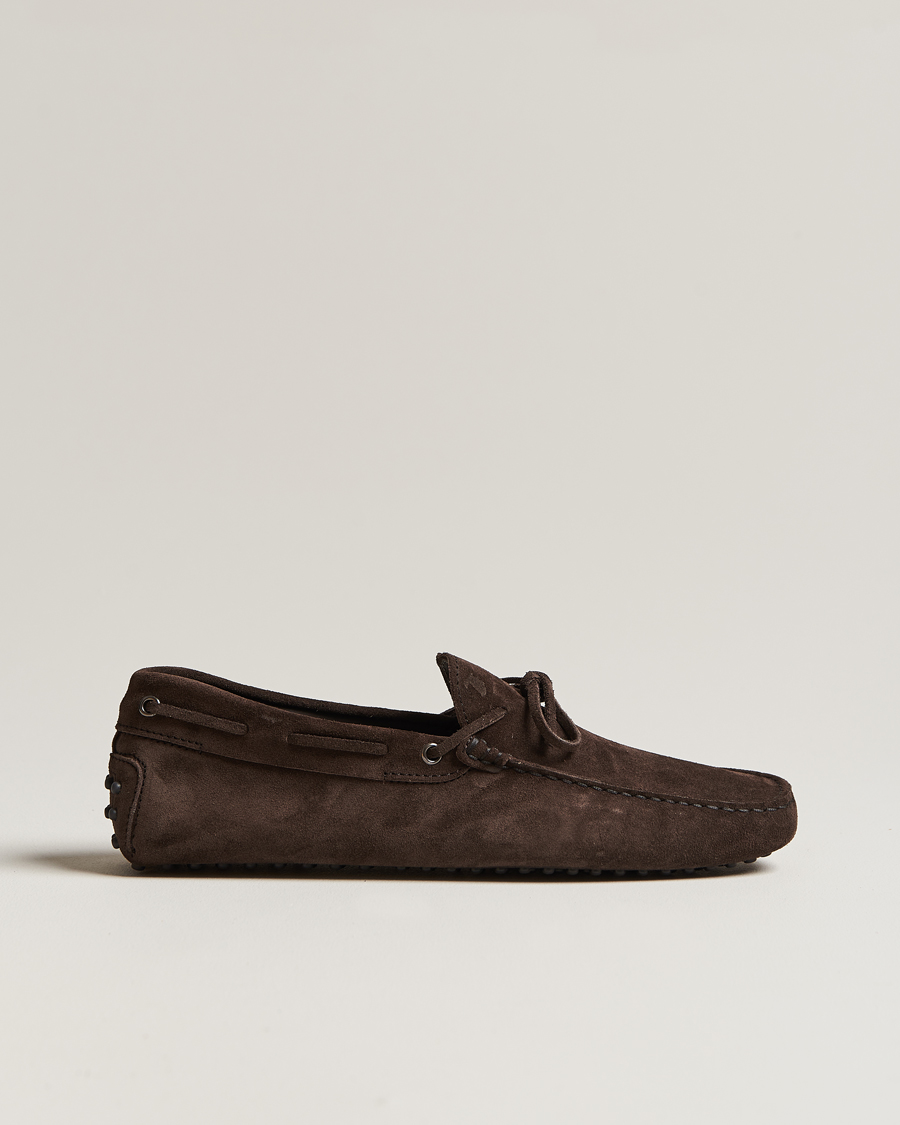 Herr | Tod's Lacetto Gommino Carshoe Dark Brown Suede | Tod's | Lacetto Gommino Carshoe Dark Brown Suede