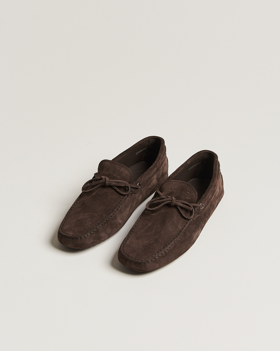 Herr | Mockaskor | Tod's | Lacetto Gommino Carshoe Dark Brown Suede