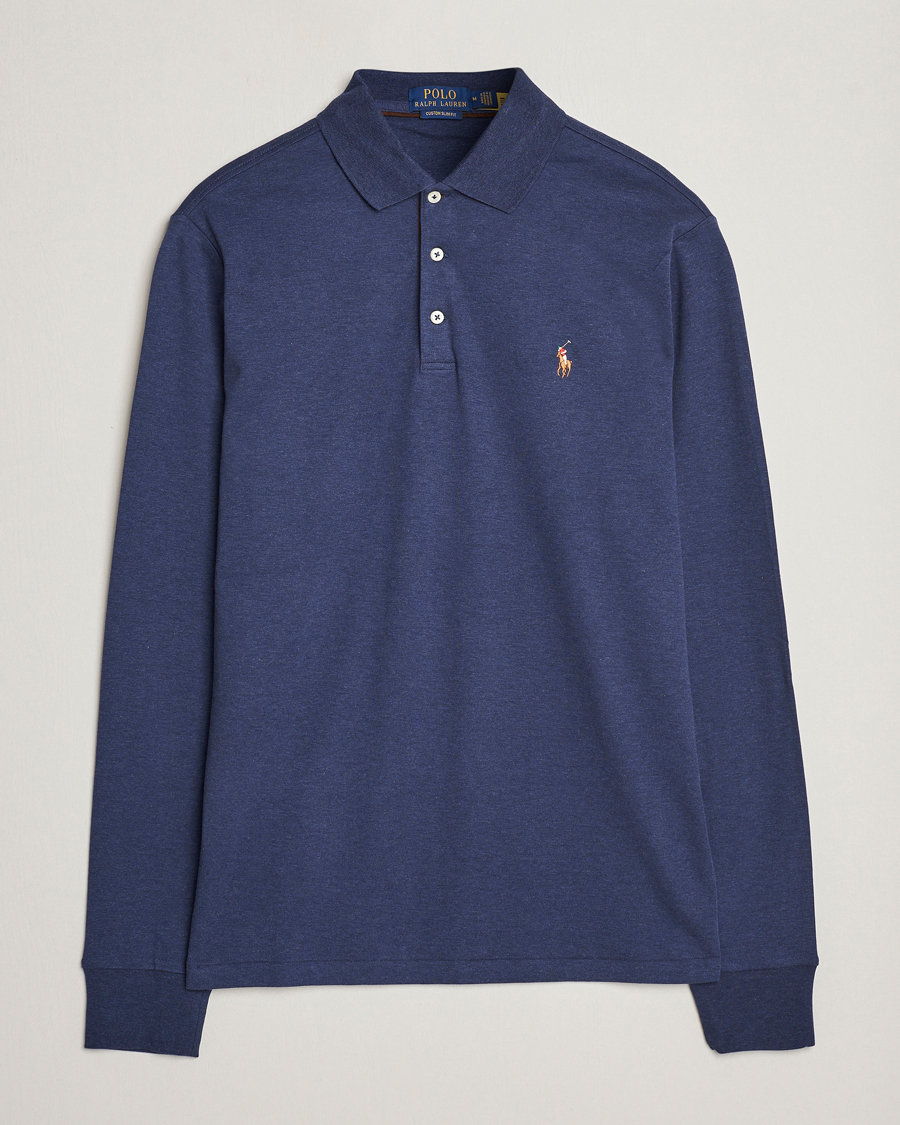 Herr | Tröjor | Polo Ralph Lauren | Luxury Pima Cotton Long Sleeve Polo Navy Heather