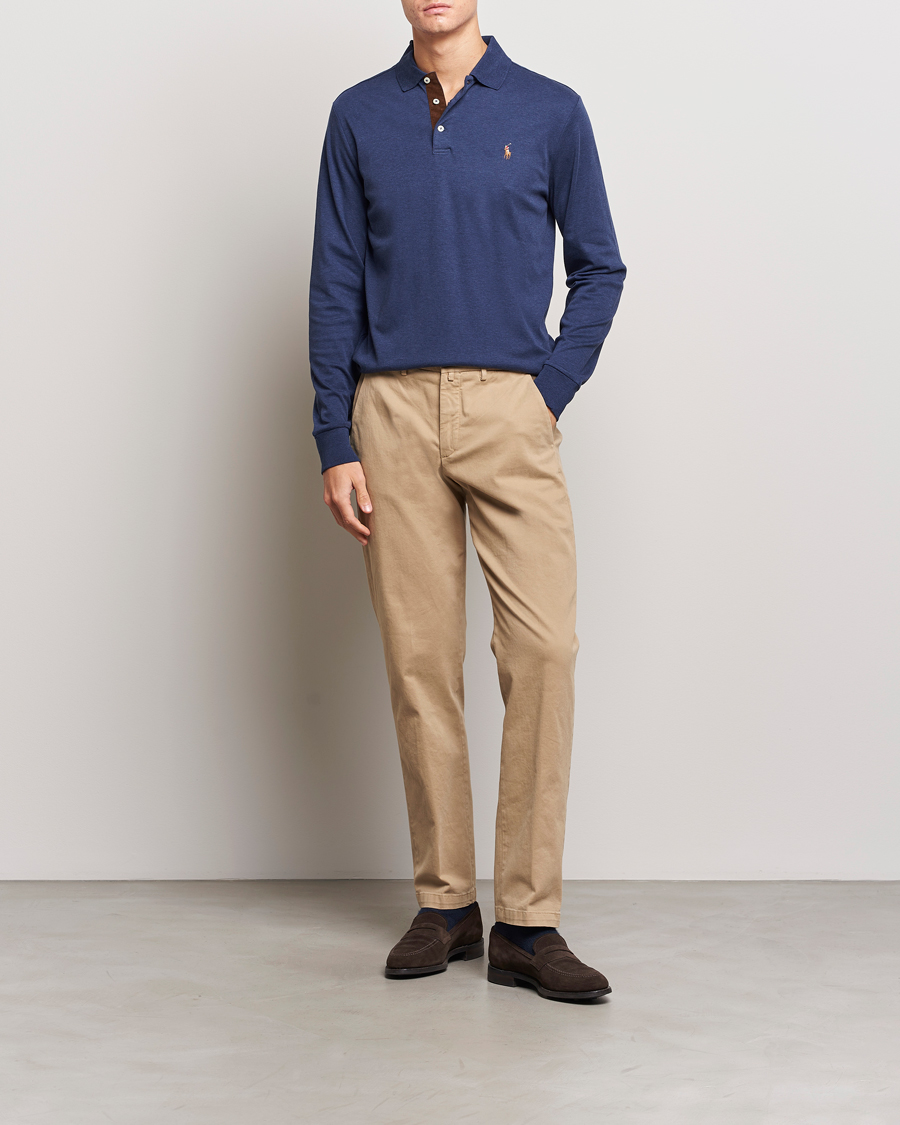 Herr | Tröjor | Polo Ralph Lauren | Luxury Pima Cotton Long Sleeve Polo Navy Heather