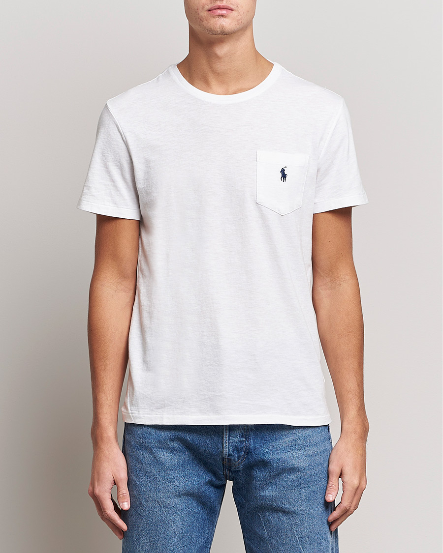 Herr | Vita t-shirts | Polo Ralph Lauren | Washed Crew Neck Pocket Tee White