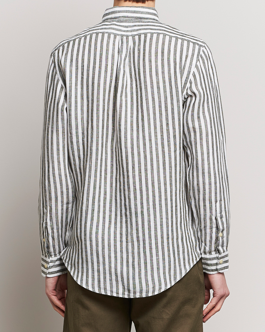 Herr | Skjortor | Polo Ralph Lauren | Custom Fit Striped Linen Shirt Olive/White