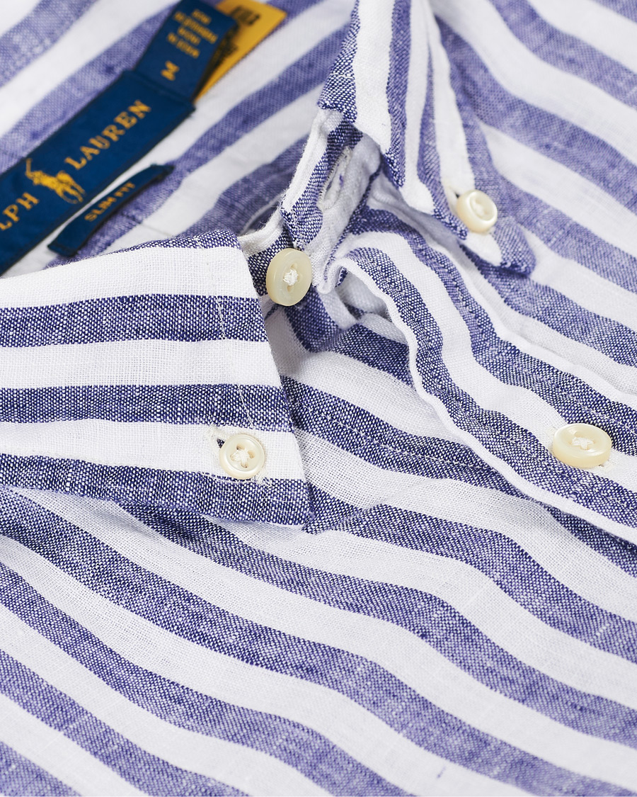 Polo Ralph Lauren Slim Fit Striped Linen Shirt Blue/White hos ...