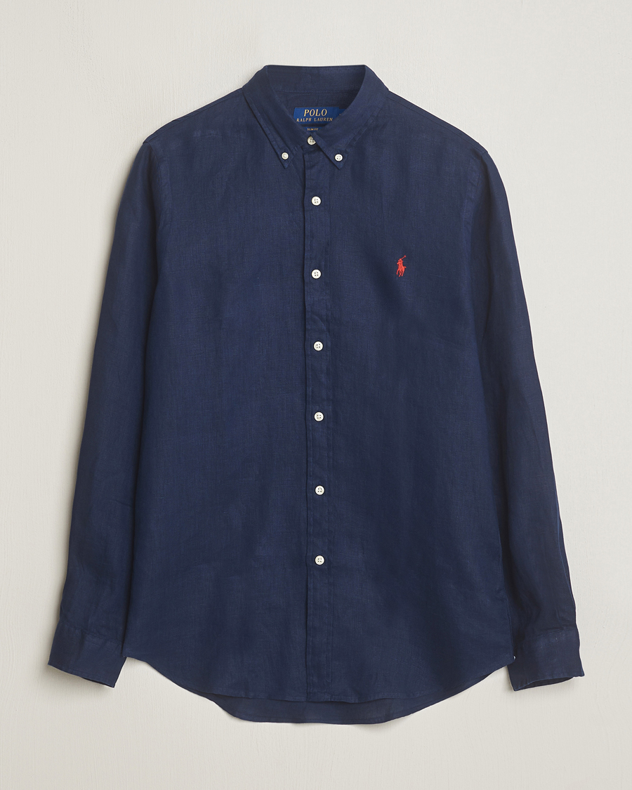 Herr | Skjortor | Polo Ralph Lauren | Slim Fit Linen Button Down Shirt Newport Navy