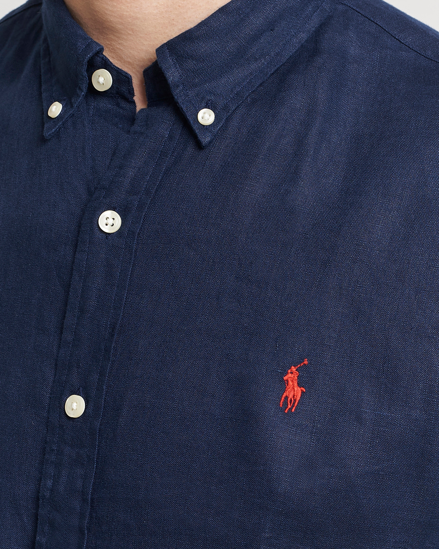 Herr | Skjortor | Polo Ralph Lauren | Slim Fit Linen Button Down Shirt Newport Navy