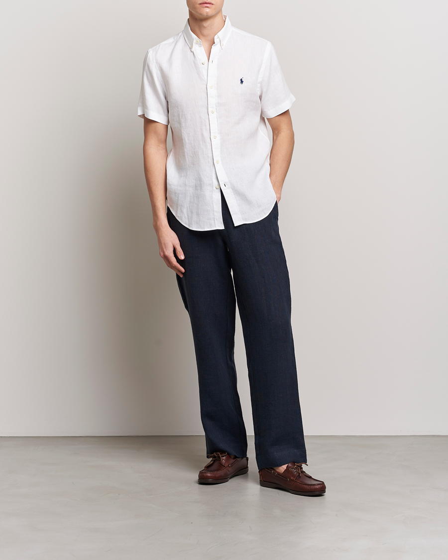 Herr | Skjortor | Polo Ralph Lauren | Slim Fit Linen Short Sleeve Shirt White