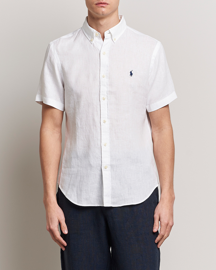 Herr |  | Polo Ralph Lauren | Slim Fit Linen Short Sleeve Shirt White