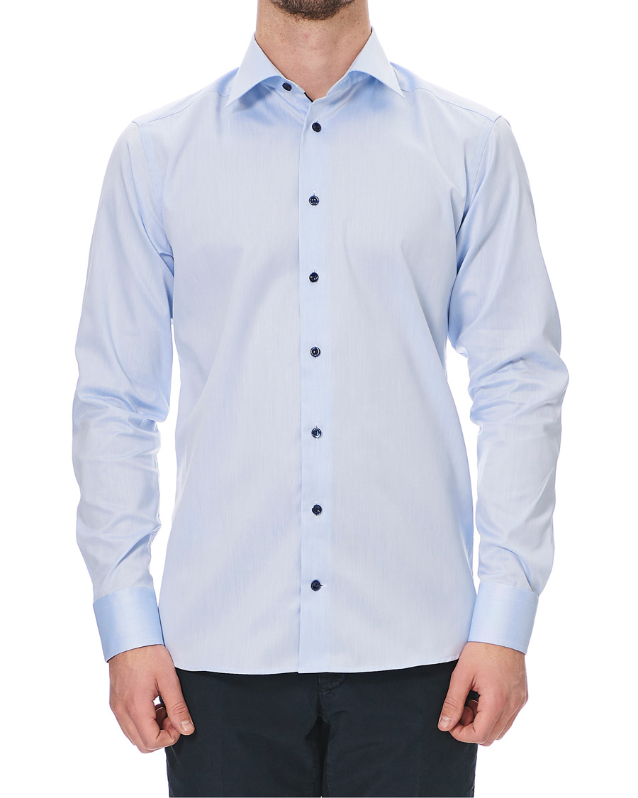 Herr | Skjortor | Eton | Slim Fit Twill Contrast Piping Shirt Light Blue