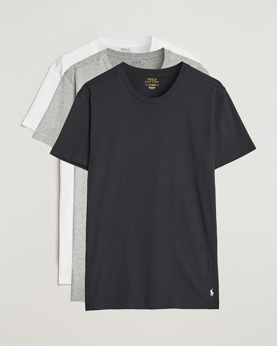 Herr | T-Shirts | Polo Ralph Lauren | 3-Pack Crew Neck T-shirt White/Black/Andover Heather