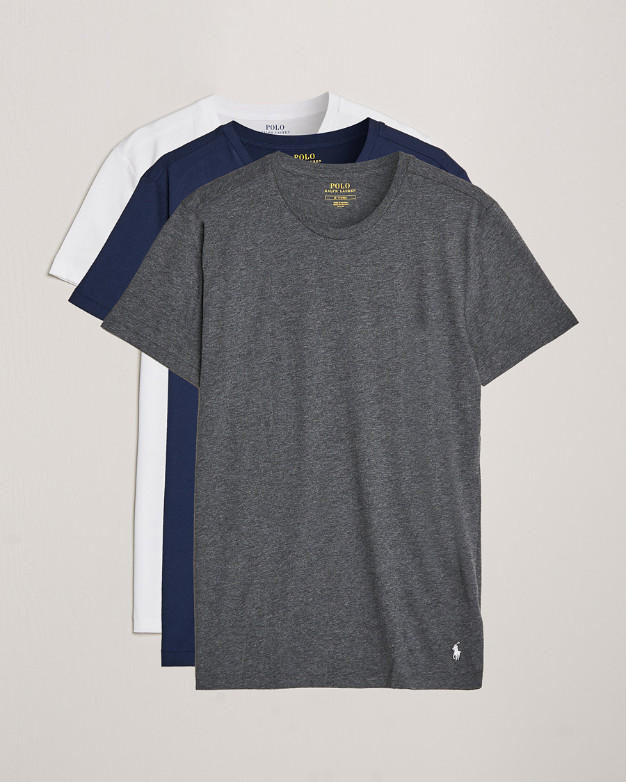 Herr | T-Shirts | Polo Ralph Lauren | 3-Pack Crew Neck T-Shirt Navy/Charcoal/White