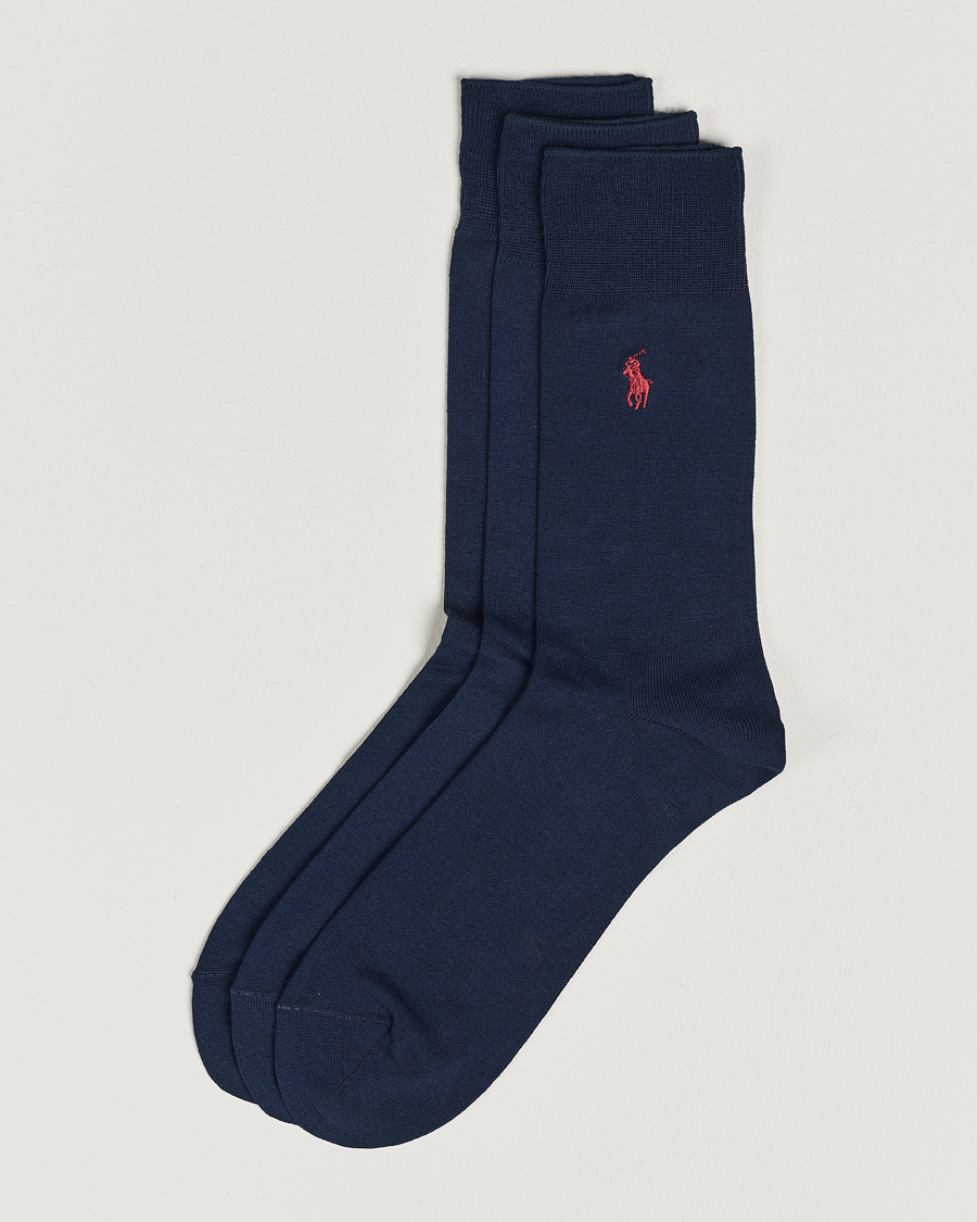 Herr | Strumpor | Polo Ralph Lauren | 3-Pack Mercerized Cotton Socks Navy
