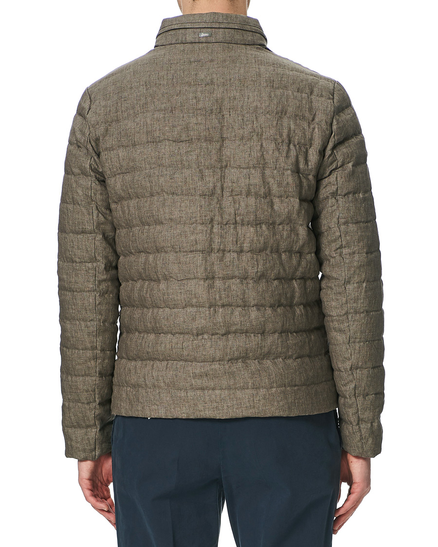 Herr | Jackor | Herno | Quilted Linen Down Jacket Brown