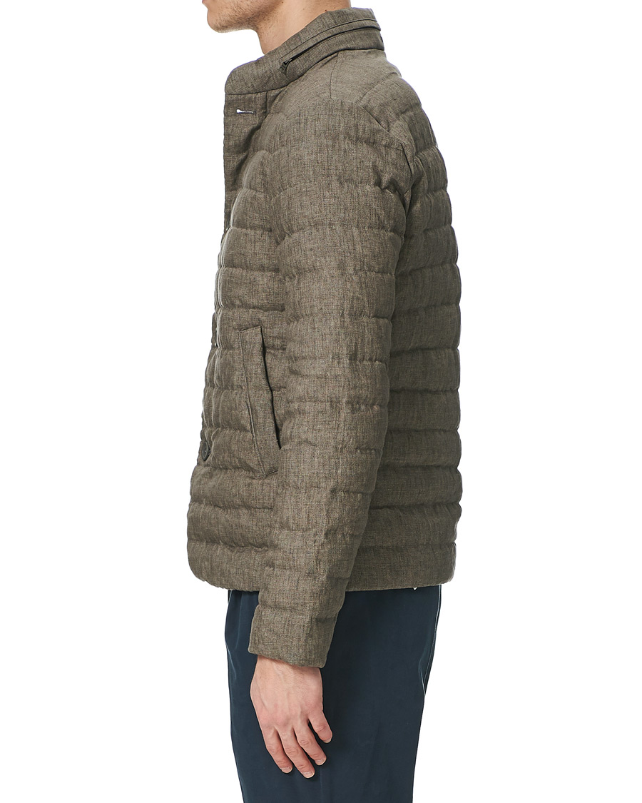 Herr | Jackor | Herno | Quilted Linen Down Jacket Brown