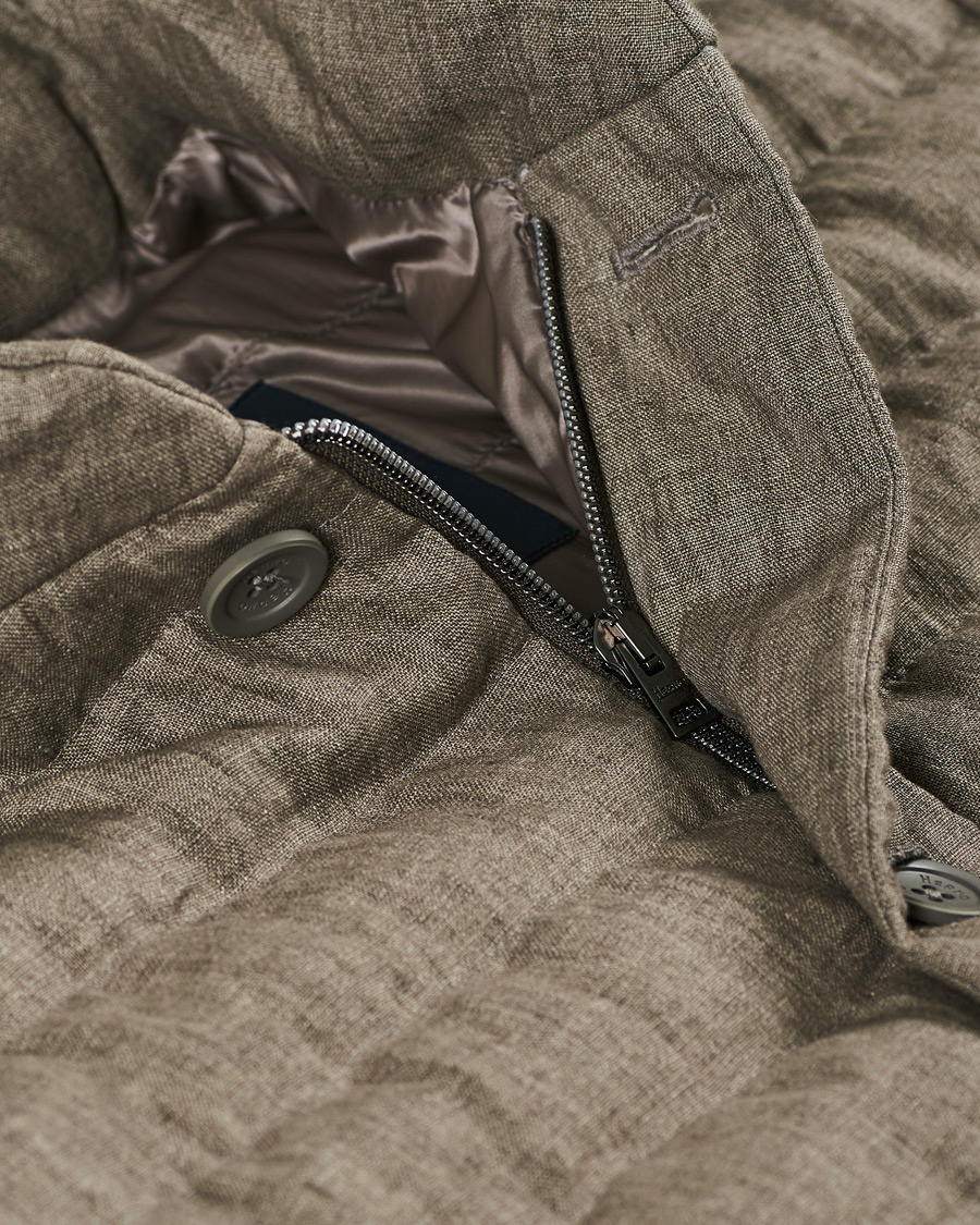 Herr | Jackor | Herno | Quilted Linen Down Jacket Brown