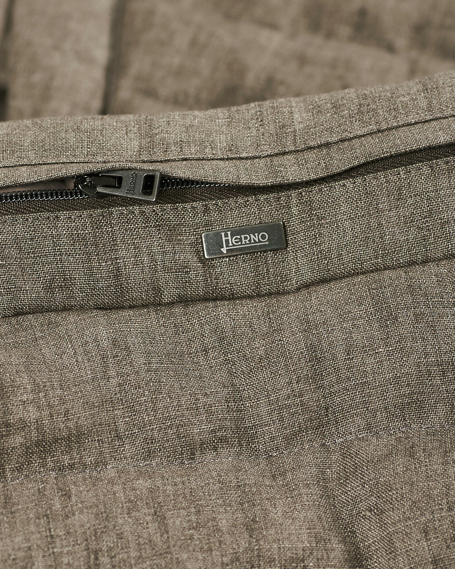 Herr | Jackor | Herno | Quilted Linen Down Jacket Brown