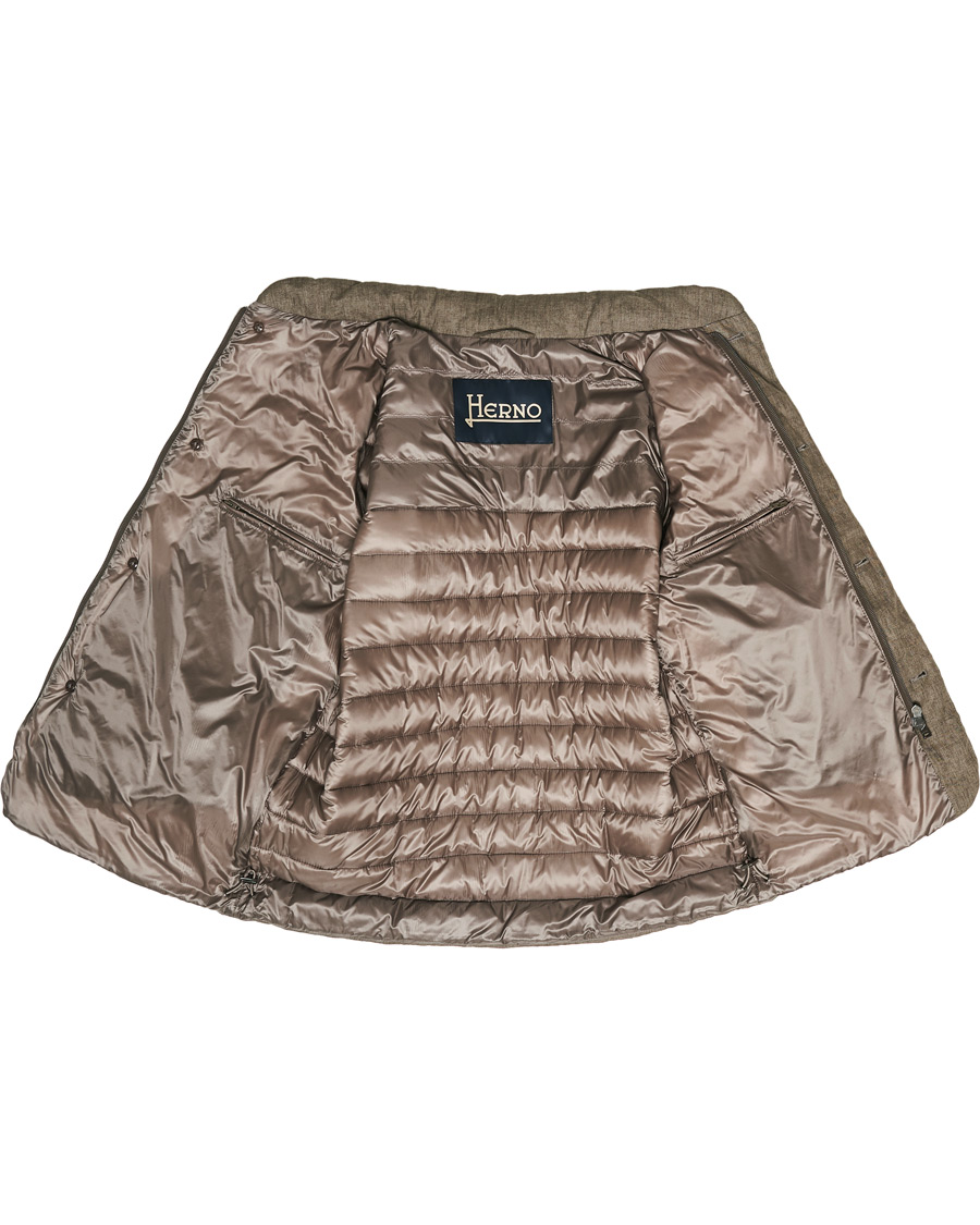 Herr | Jackor | Herno | Quilted Linen Down Jacket Brown