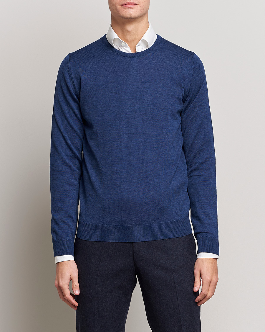 Herr | Kläder | Stenströms | Merino Crew Neck Blue