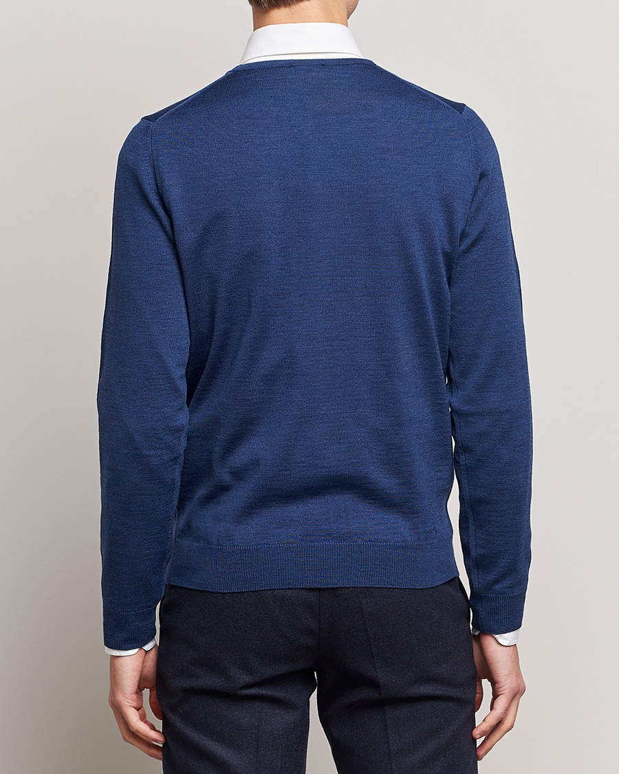 Herr | Tröjor | Stenströms | Merino Crew Neck Blue