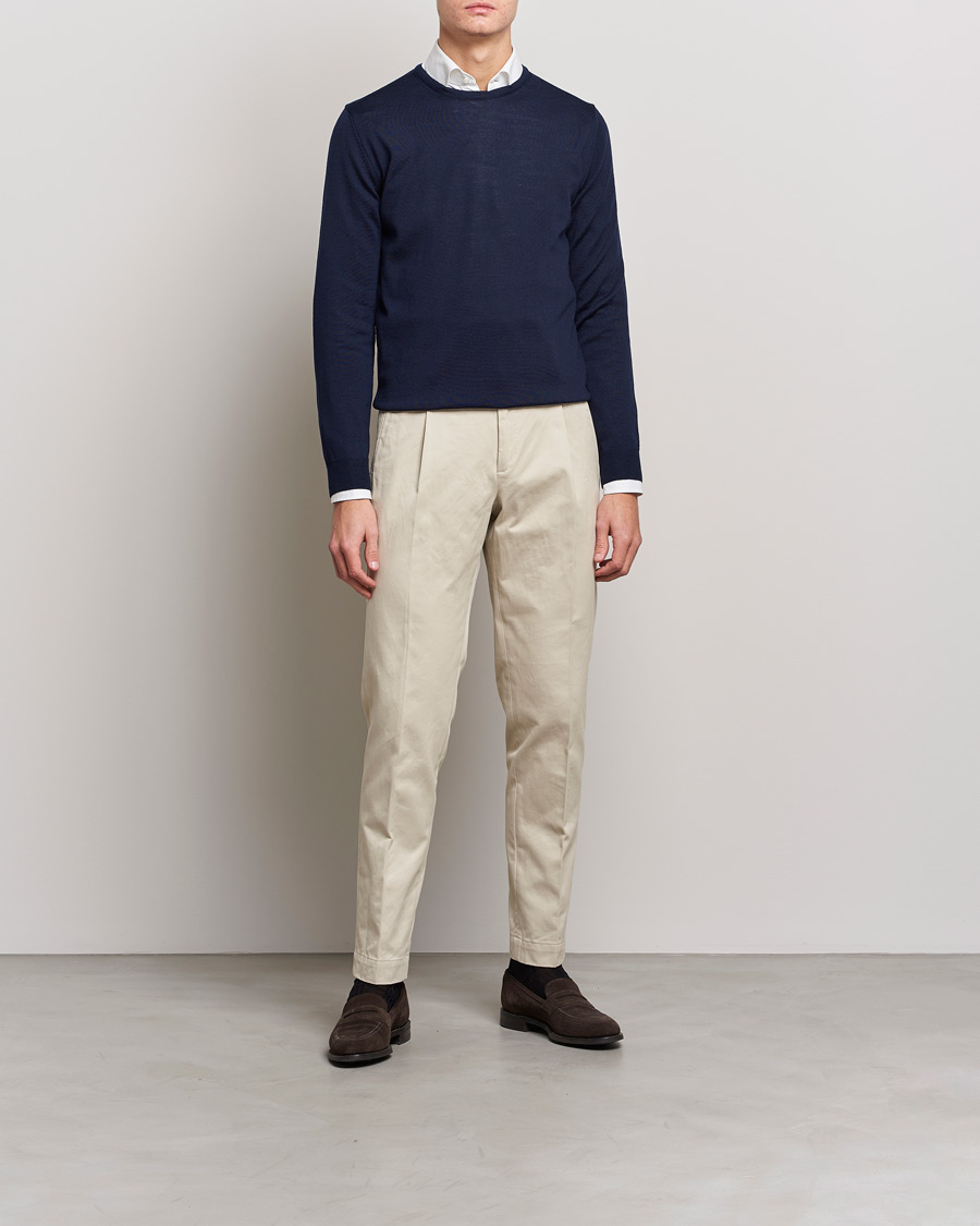 Herr | Tröjor | Stenströms | Merino Crew Neck Navy