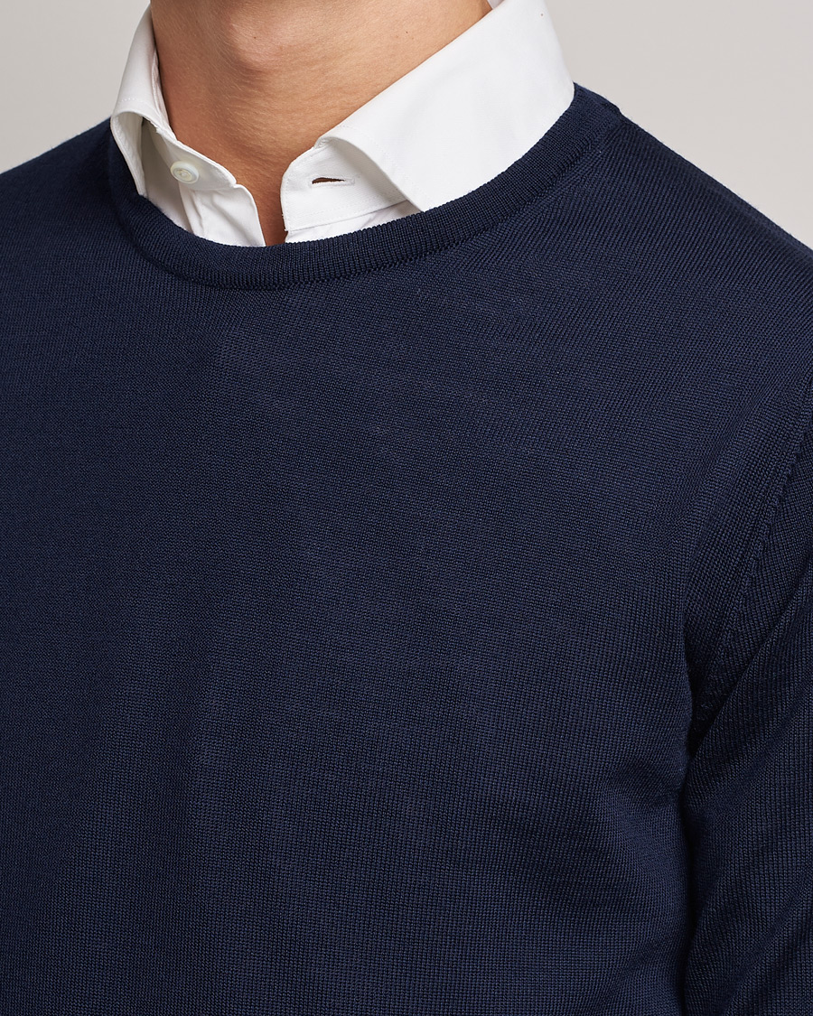 Herr | Tröjor | Stenströms | Merino Crew Neck Navy