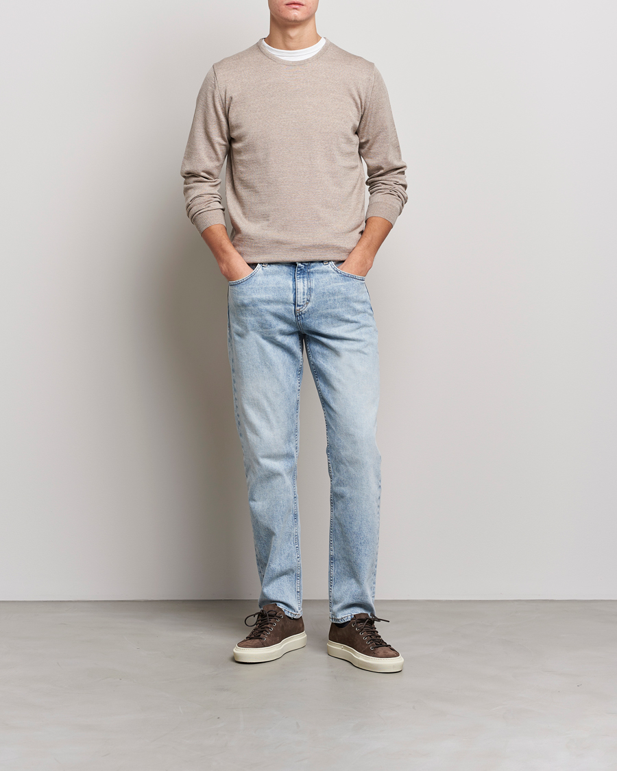 Herr | Tröjor | Stenströms | Merino Crew Neck Sand