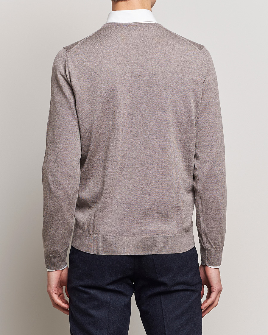Herr | Tröjor | Stenströms | Merino Crew Neck Mud Brown