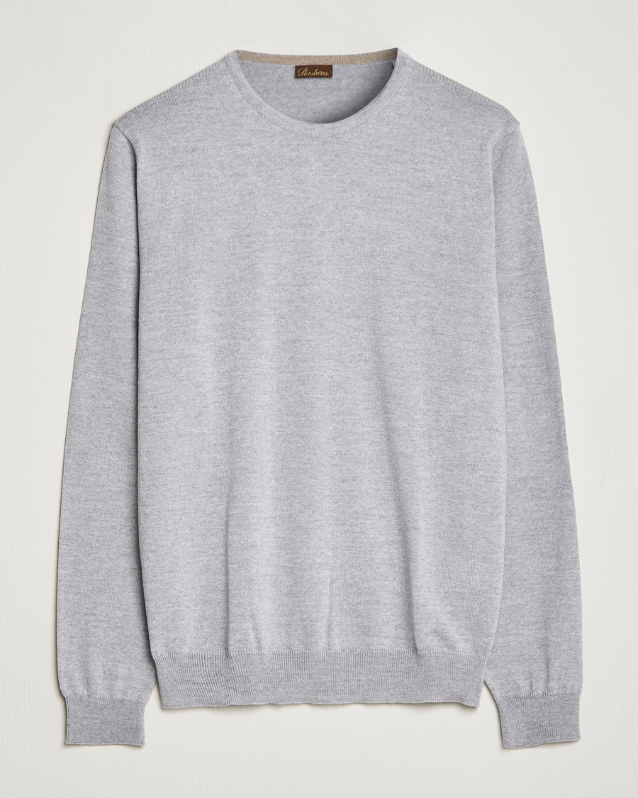 Herr | Tröjor | Stenströms | Merino Crew Neck Light Grey
