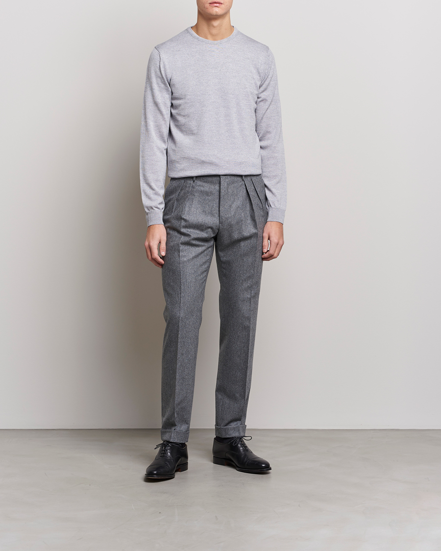 Herr | Tröjor | Stenströms | Merino Crew Neck Light Grey