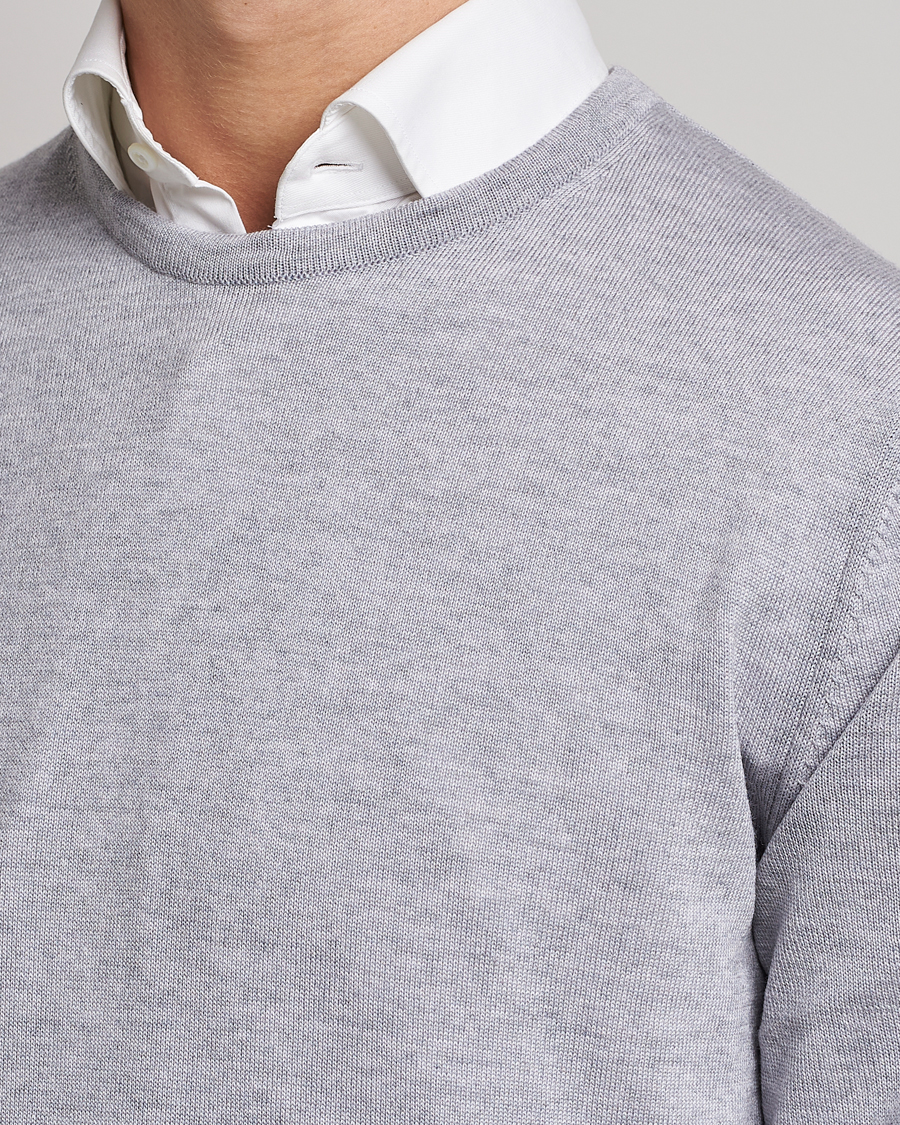 Herr | Tröjor | Stenströms | Merino Crew Neck Light Grey