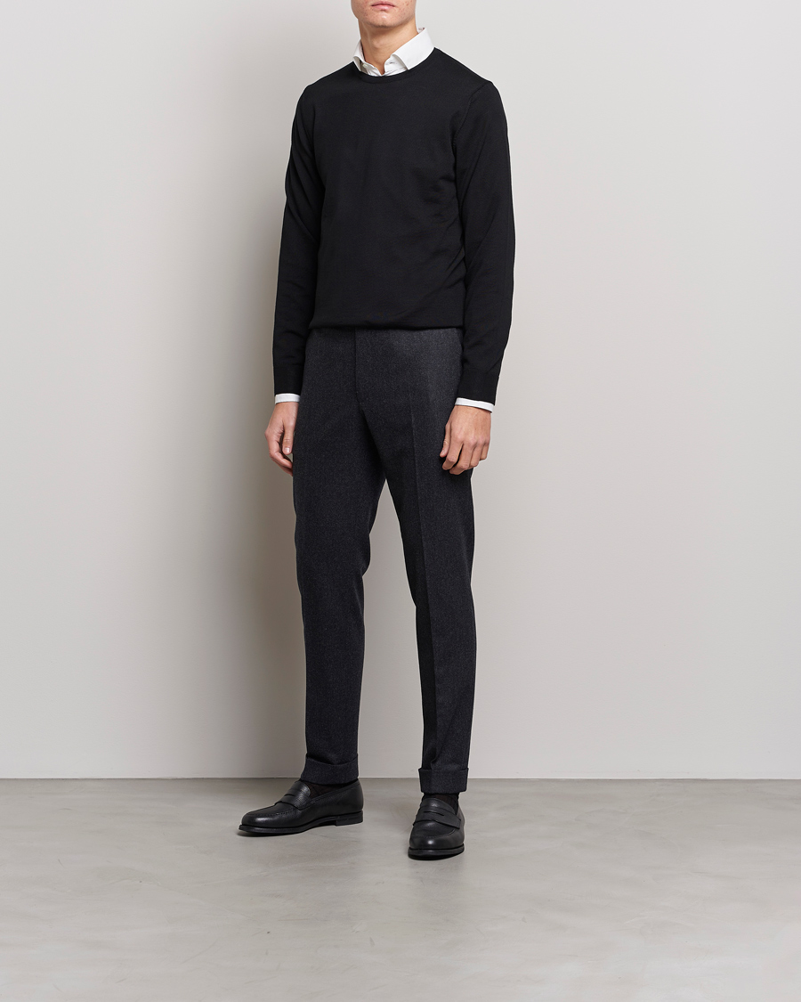 Herr | Tröjor | Stenströms | Merino Crew Neck Black