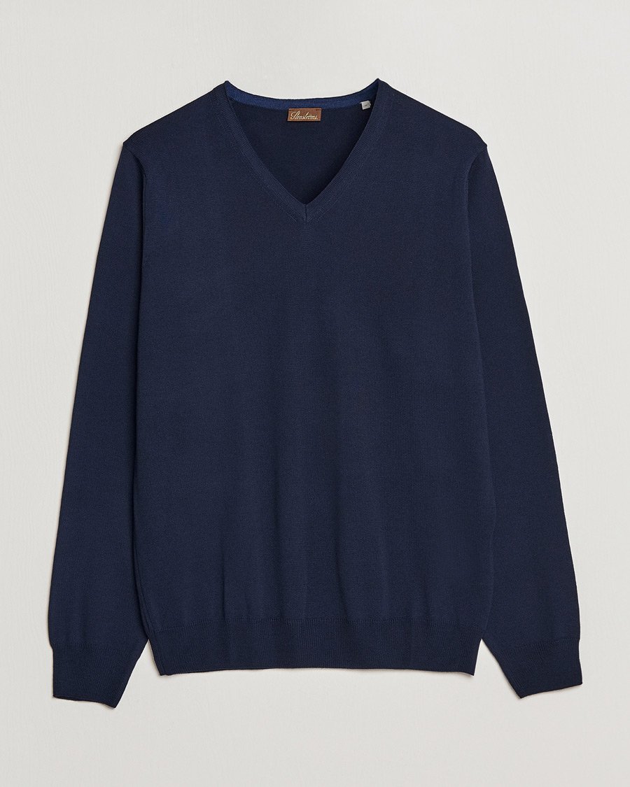 Herr | Tröjor | Stenströms | Merino V-Neck Navy