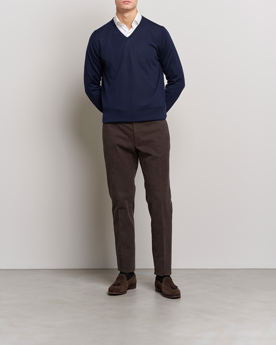 Herr | Tröjor | Stenströms | Merino V-Neck Navy