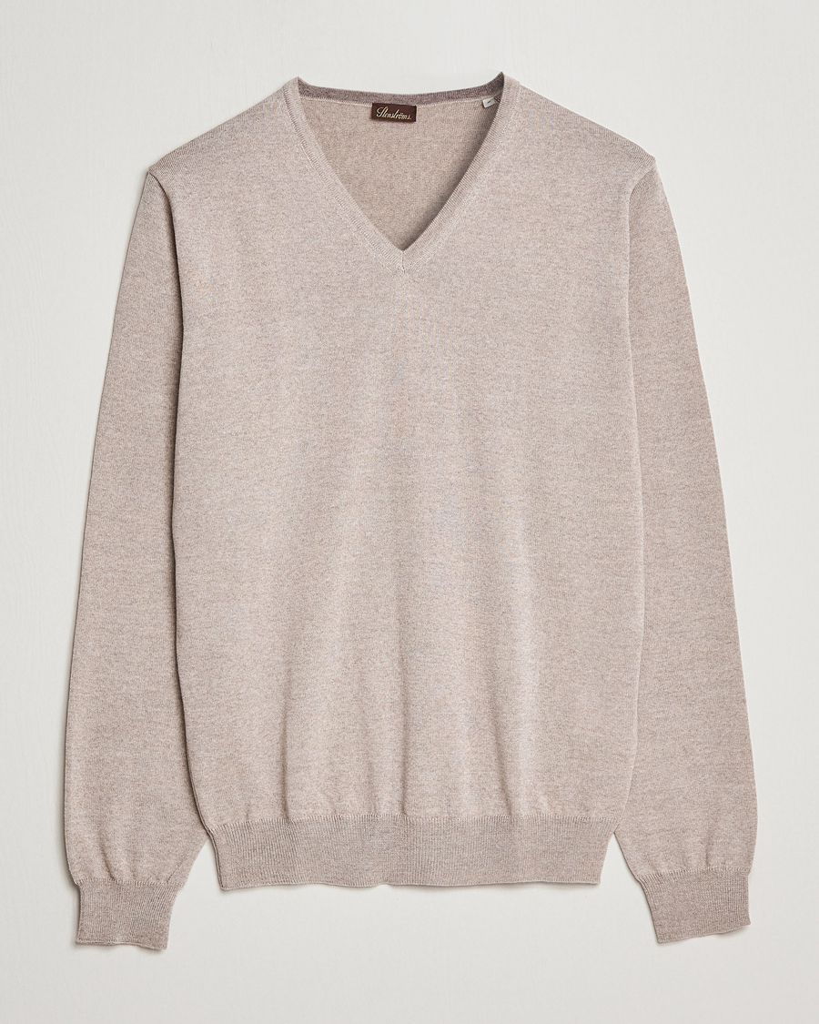 Herr | Tröjor | Stenströms | Merino V-Neck Sand