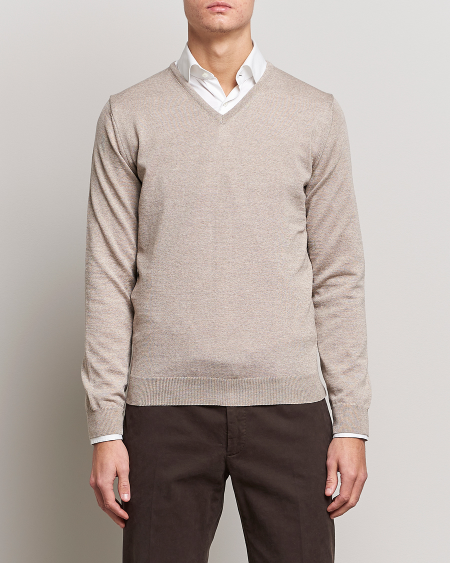 Herr | Kläder | Stenströms | Merino V-Neck Sand