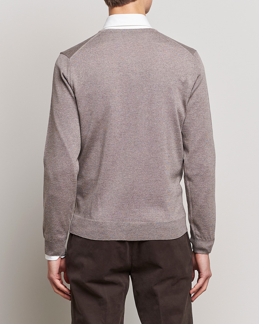 Herr | Tröjor | Stenströms | Merino V-Neck Mud Brown