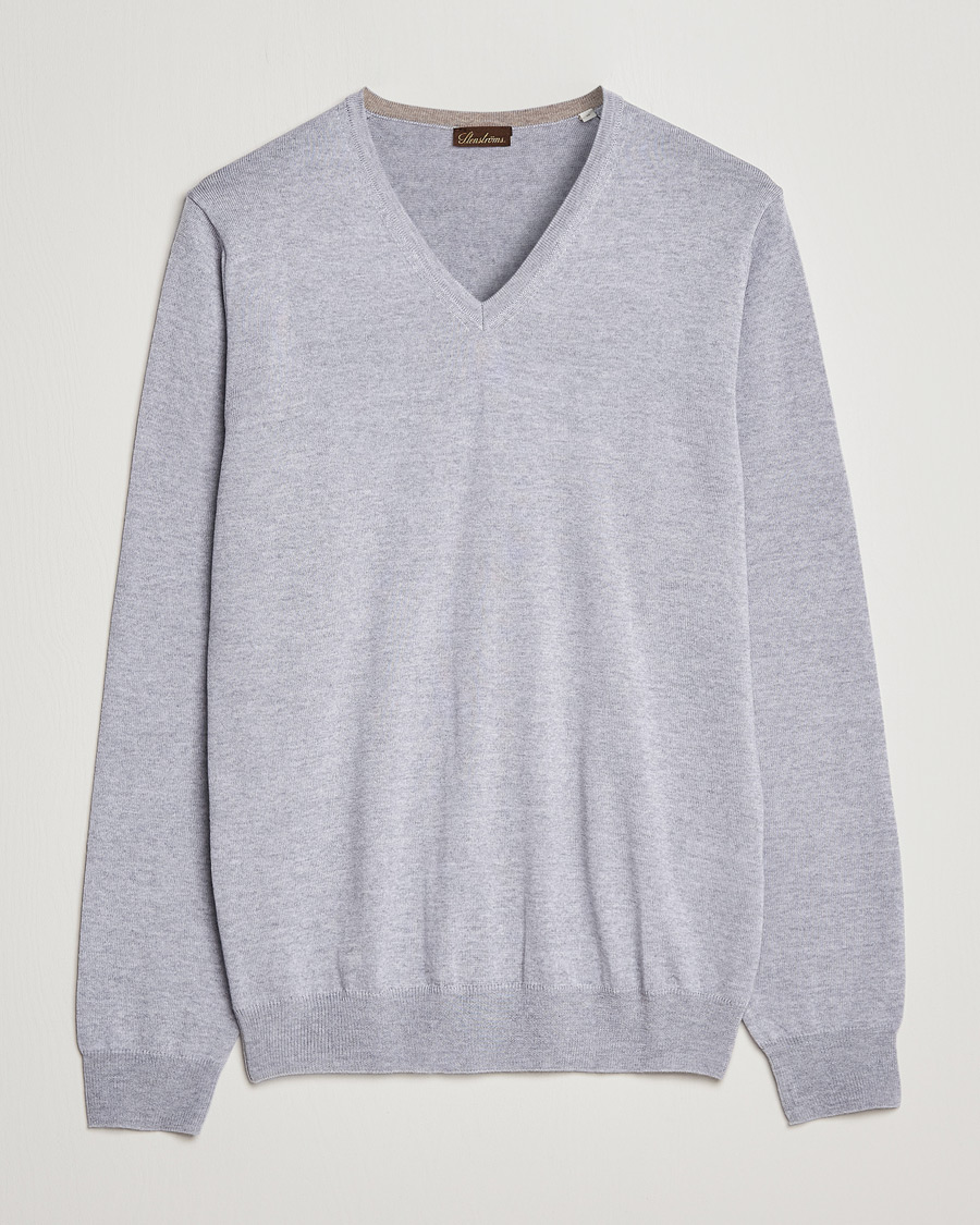 Herr | Tröjor | Stenströms | Merino V-Neck Light Grey