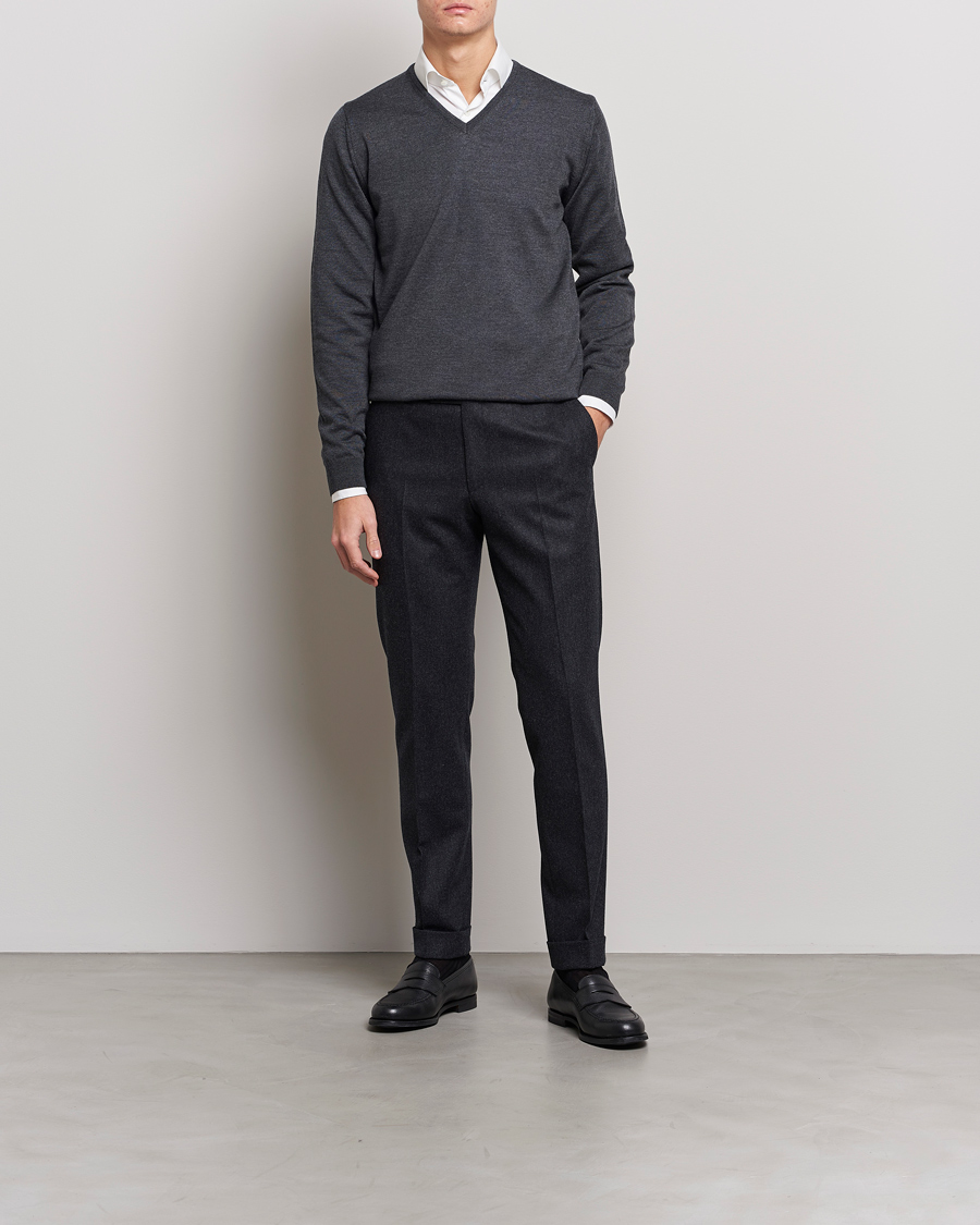 Herr | Tröjor | Stenströms | Merino V-Neck Anthracite