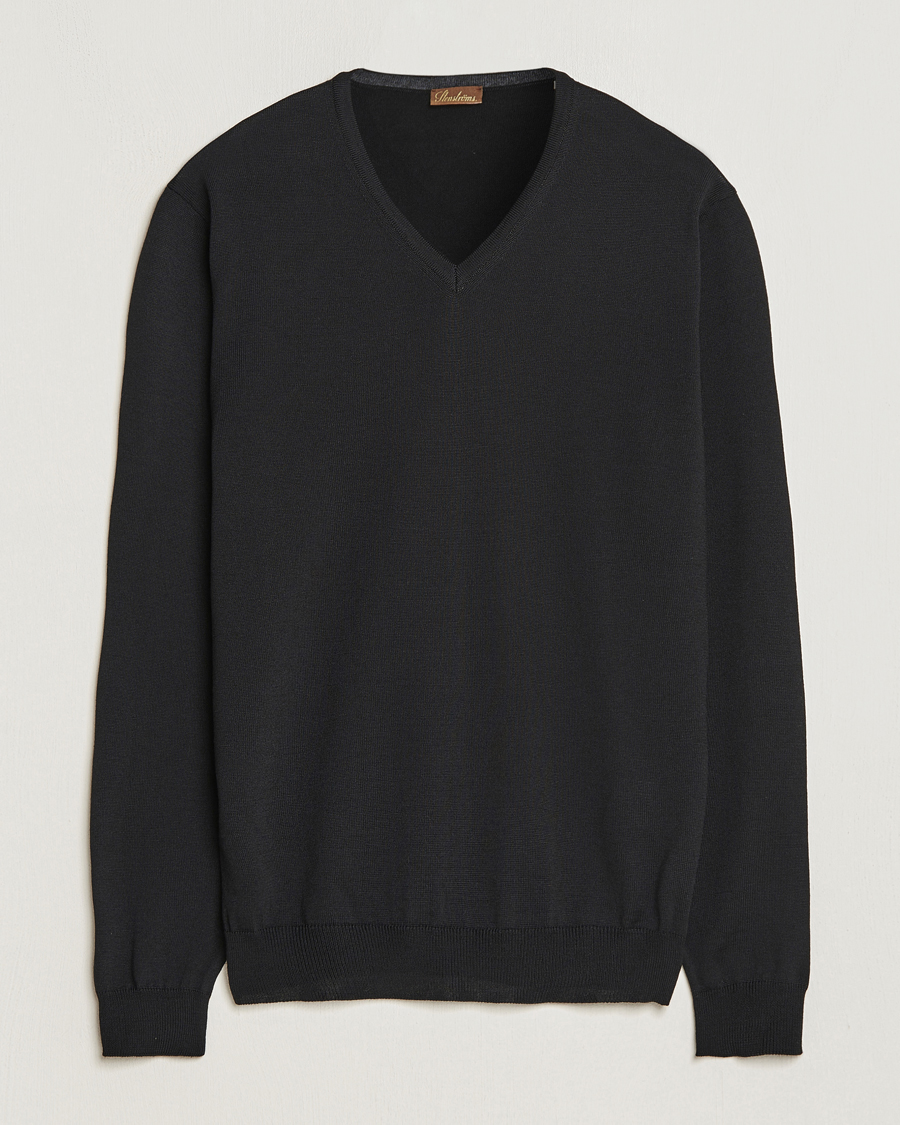 Herr | Tröjor | Stenströms | Merino V-Neck Black