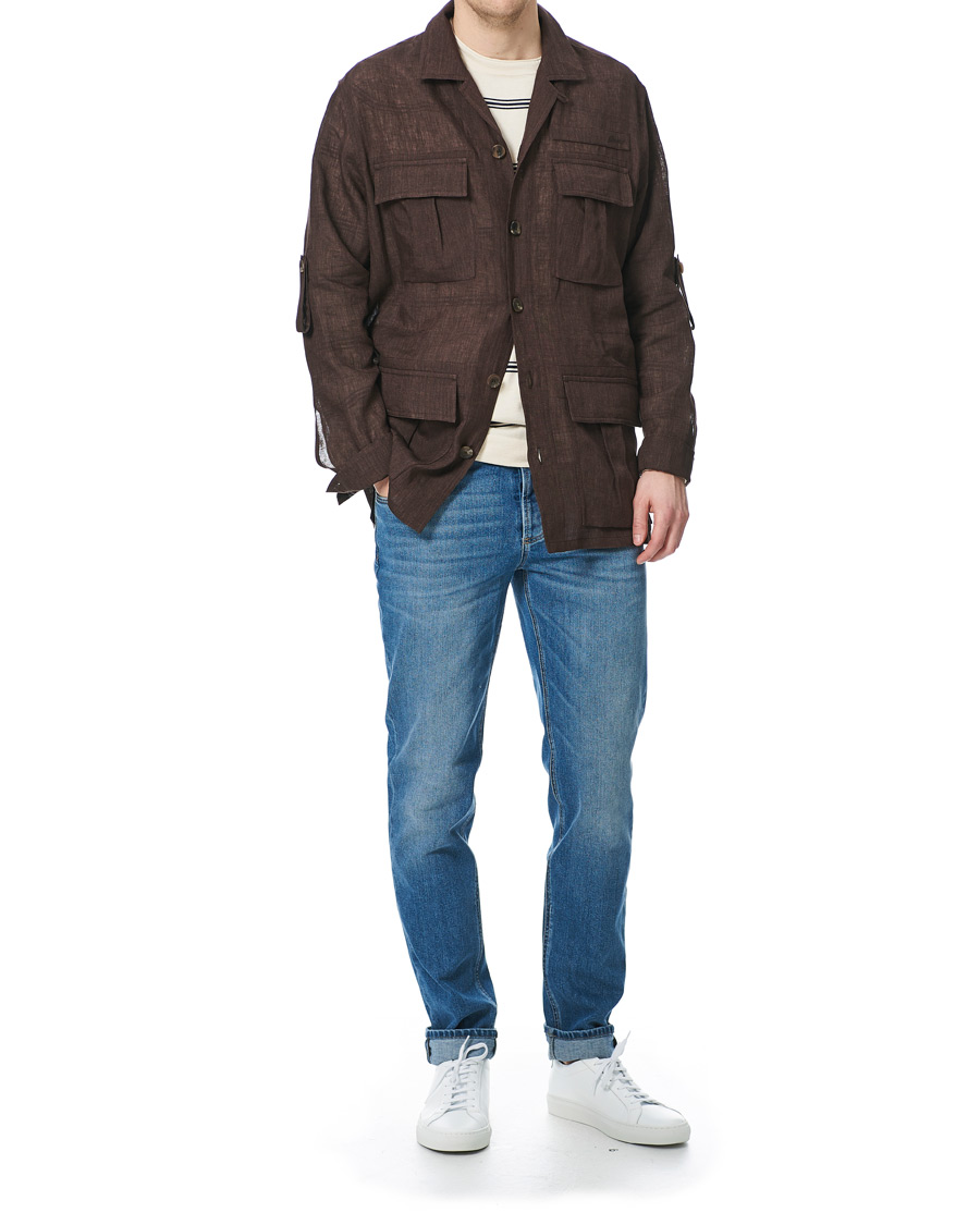Herr | Skjortor | Brioni | Linen Sahariana Brown
